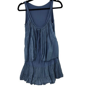 Blue Sleeveless Ruffle Dress